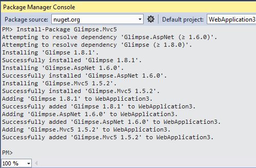 NuGet Glipmse Package for Mvc5